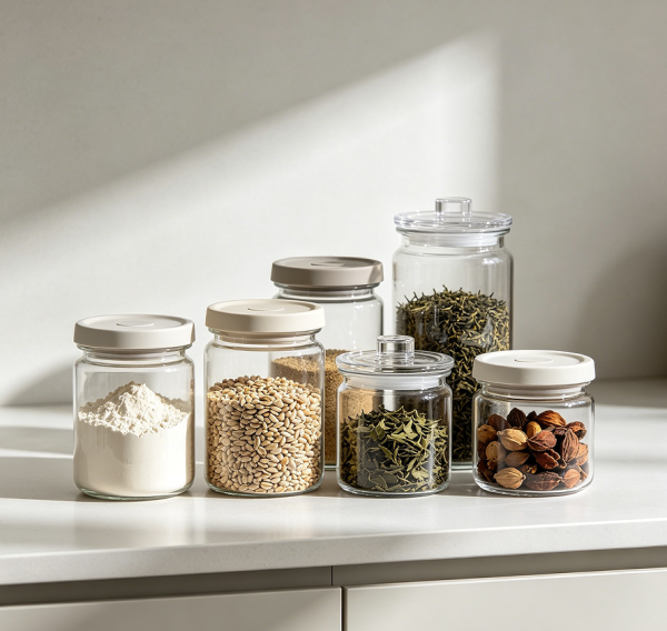 Minimalist Glass Food Storage Jar Kitchen Set